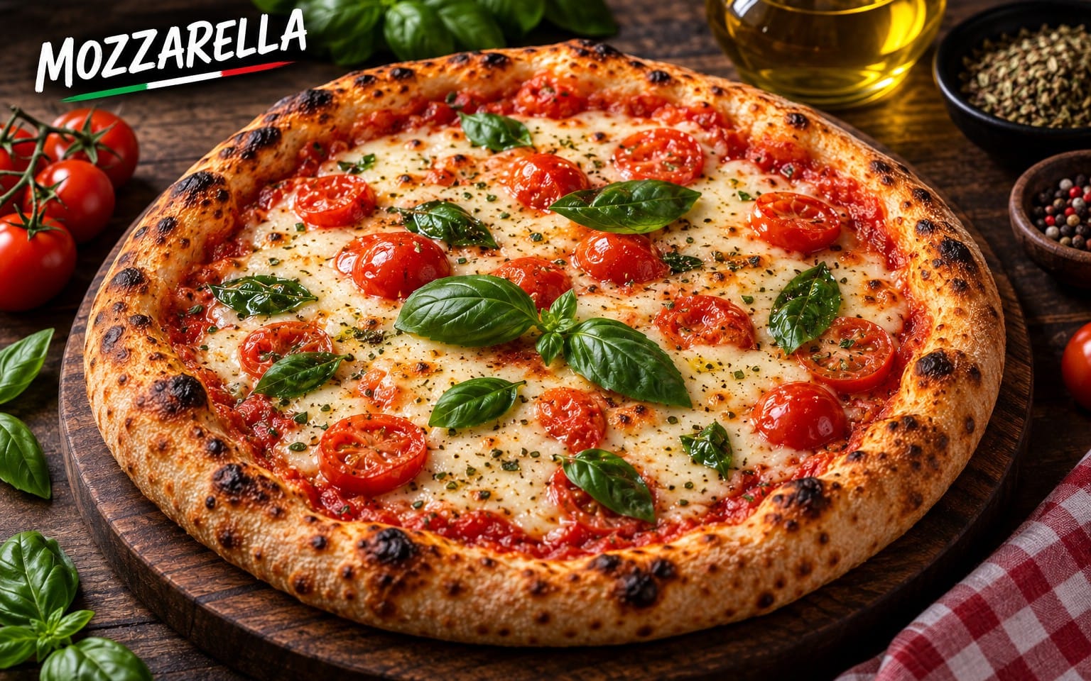 02. MOZZARELLA - mit Tomatensauce, Büffelmozzarella, Kirschtomaten bei Bella Pizza