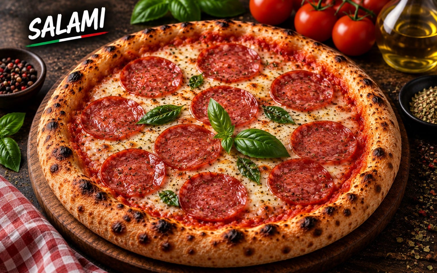 04. SALAMI - mit Tomatensauce, Mozzarella, extra Salami bei Bella Pizza