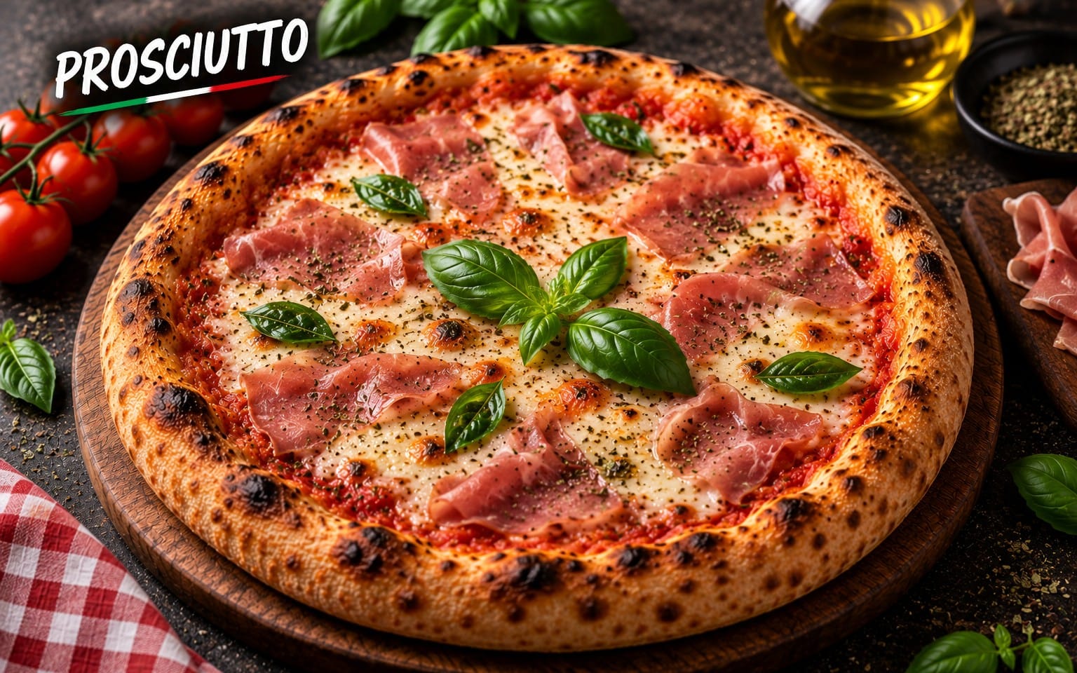 05. PROSCIUTTO - mit Tomatensauce, Mozzarella, Schinken bei Bella Pizza