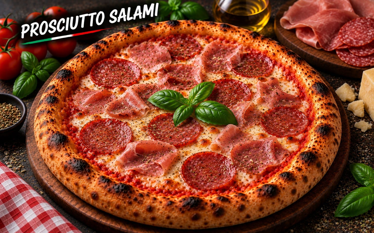 08. PROSCIUTTO SALAMI - mit viel Schinken und Salami bei Bella Pizza