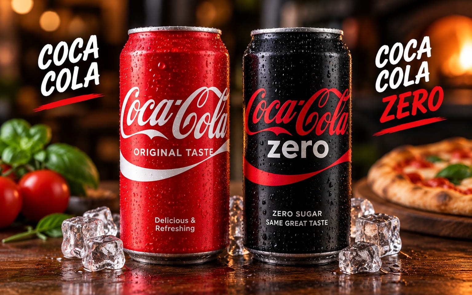 COCA COLA und COLA ZERO 0,33l - Gericht bei Bella Pizza