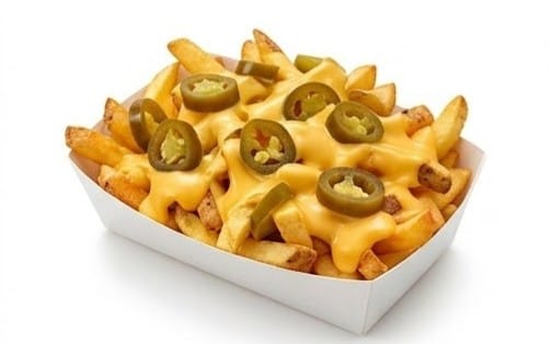 Chili-Cheese-Pommes - Chili-Cheese-Pommes
Große Pommes mit Käsesauce und Jalapeños bei Bella Pizza